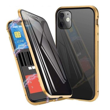 Magnetna Full-body maska za iPhone 11 "Stronghold Dark" sa zatamnjenim privacy staklom - zlatna