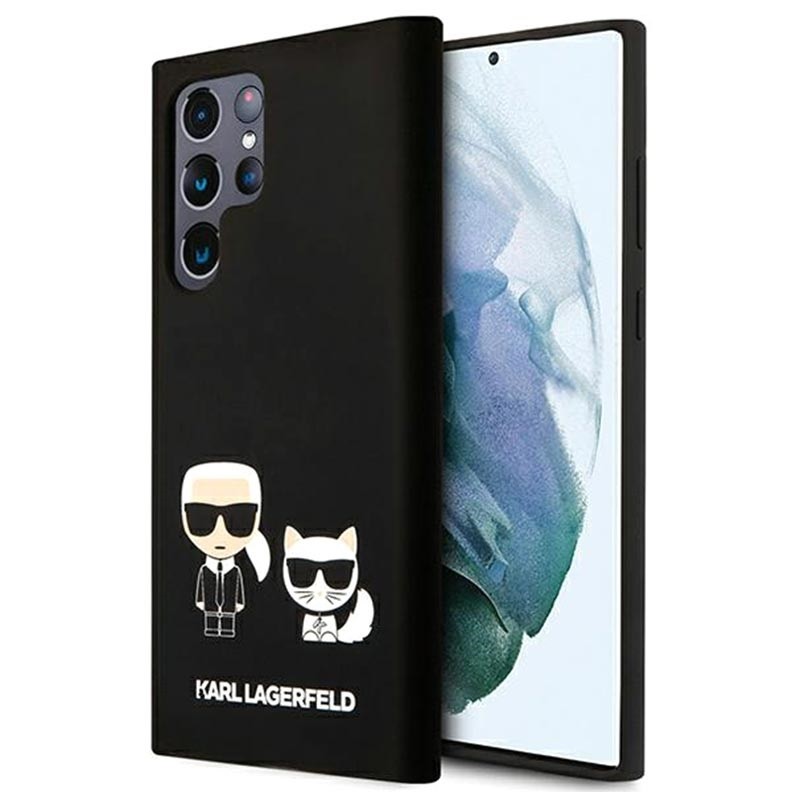 Originalna maska Karl Lagerfeld "Karl & Choupette" za Samsung Galaxy S22 Ultra - crna
