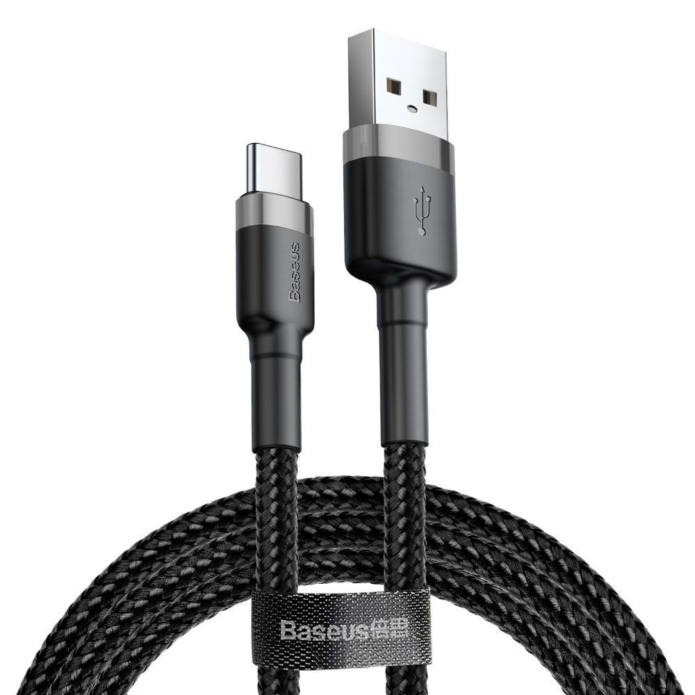 USB-C pleteni kabel Baseus "Cafule" - 3m - crno-sivi
