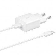 Originalni zidni punjač Samsung T1510XWEGEU 15W s USB-C izlazom i kabel za punjenje i prijenos podataka Samsung EP-DA705BWEGWW USB-C u USB-C - bijeli