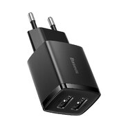 Punjač za telefon Baseus "Compact Charger" - zidni punjač sa dva USB priključka 10.5W - crni Punjač za telefon Baseus "Compact Charger" - zidni punjač sa dva USB priključka 10.5W - crni