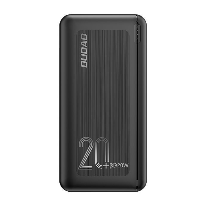 Power bank Dudao "Boost" - prijenosna baterija s USB-C i dva USB izlaza te brzim punjenjem PD, QC 3.0 20 W - 20000 mAh - crni