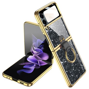 Hibridna maska od kaljenog stakla "Golden Ring" za Samsung Galaxy Z Flip4 - crna