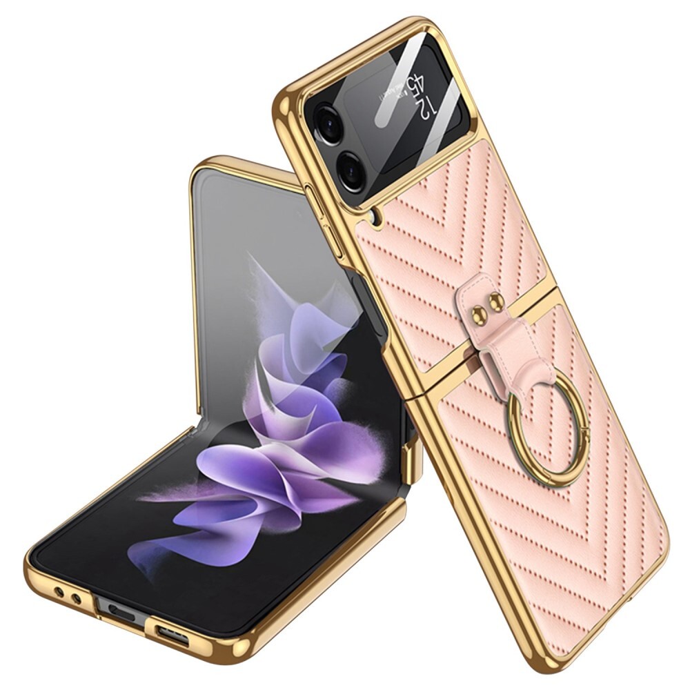 Hibridna maska "Leather Ring" za Samsung Galaxy Z Flip4 - roza
