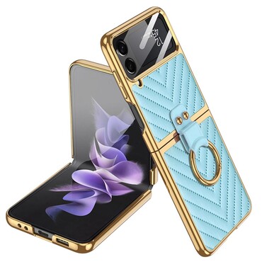 Hibridna maska "Leather Ring" za Samsung Galaxy Z Flip4 - plava