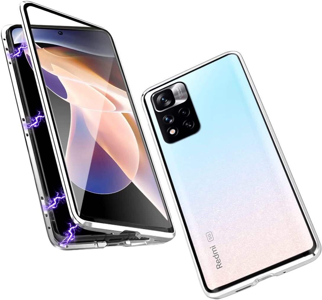 Magnetna Full-body maska "Stronghold" za Xiaomi Redmi Note 11 Pro Plus 5G / 11i - srebrna