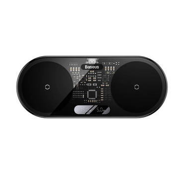 Bežična QI postaja za punjenje Baseus "Digital LED Dual" 20W s FOD zaštitom za sve QI uređaje - crna Bežična QI postaja za punjenje Baseus "Digital LED Dual" 20W s FOD zaštitom za sve QI uređaje - crna
