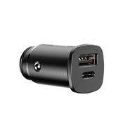 Autopunjač Baseus "Square" 30W s USB-C i USB-A izlazima za punjenje i standardima brzog punjenja - crni