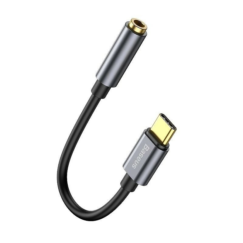 USB-C u ženski audio 3.5 mm razdelilni adapter Baseus "L54" s ugrađenim DAC - sivi