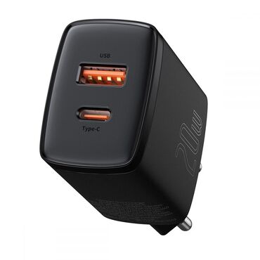 Punjač za telefon Baseus "Double Port" - zidni punjač s USB i USB-C ulazima 20W PD/QC3.0 - crni Punjač za telefon Baseus "Double Port" - zidni punjač s USB i USB-C ulazima 20W PD/QC3.0 - crni