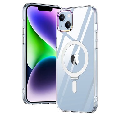Hibridna maska  "MagCase"  s magnetom i stalkom za bežično punjenje MagSafe za iPhone 14 Plus - prozirna Hibridna maska  "MagCase"  s magnetom i stalkom za bežično punjenje MagSafe za iPhone 14 Plus - prozirna