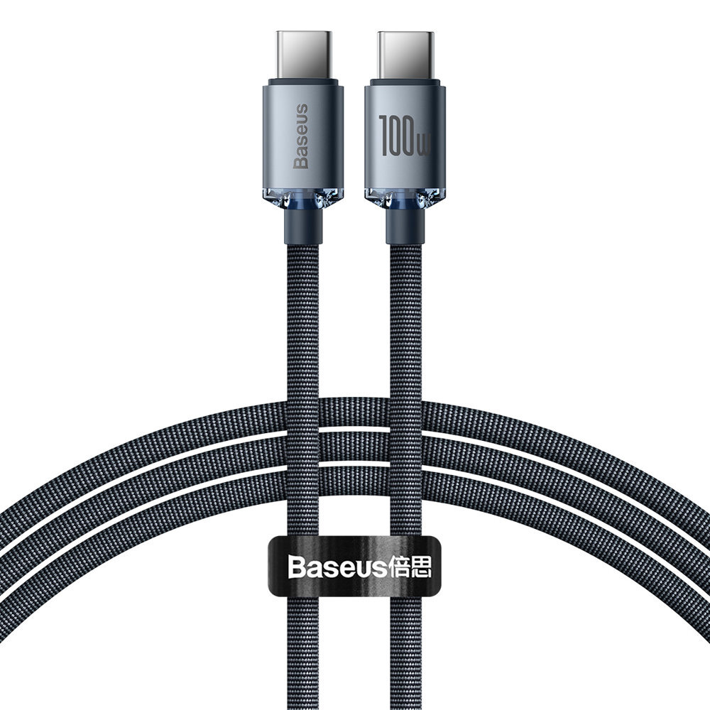 Kabel za punjenje i prijenos podataka Baseus "Crystal Shine" - pleteni USB-C u Lightning kabel s brzim prijenosom podataka i protokolom punjenja PD 20W - 1.2m - crni