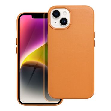 Maska "Leather Mag Cover" od eko kože s ugrađenim magnetnim obručem za iPhone 14 Plus - orange