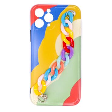 Silikonska maska za iPhone 11 Pro Max "Rainbow" s vezicom za prenošenje