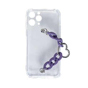 Silikonska maska za iPhone 11 Pro Max "Purple Lolly" s vezicom za prenošenje