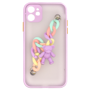 Silikonska maska za iPhone 11 Pro Max "Purple Bear" s narukvicom za prenošenje