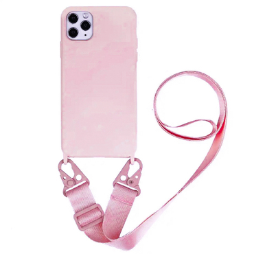 Silikonska maska za iPhone 12 Pro Max "Strapy" s trakom za prenošenje - beige