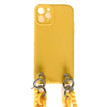 Silikonska maska za iPhone 11 Pro Max "Canary" s vezicom za prenošenje - yellow