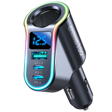 Auto punjač JoyRoom "Vier" 150W s USB-A i dva USB-C izlaza s PD/QC3.0 standardima brzog punjenja Auto punjač JoyRoom "Vier" 150W s USB-A i dva USB-C izlaza s PD/QC3.0 standardima brzog punjenja