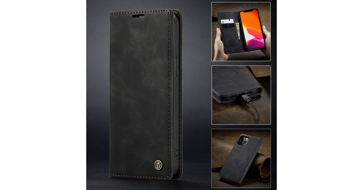 CaseMe per iPhone 12/iPhone 12 PRO Custodia, Retro Pelle Custodia Fatto a Mano Staccabile Flip Portafoglio Cerniera Custodia con Slot per schede e Magnetica Back Cover per iPhone 12/12 PRO (Blu