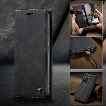 Torbica CaseMe MagFlip za Samsung Galaxy S21 Ultra  s najvišom razinom zaštite i samostalnim magnetnim zatvaranjem - smooth black