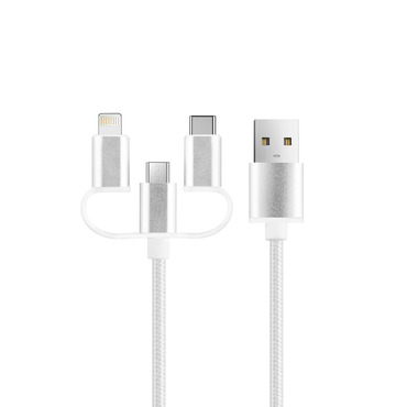 3u1 kabel za punjenje i prijenos podataka "Setit" s Lightnting, USB-C i Micro USB nastavkom 3u1 kabel za punjenje i prijenos podataka "Setit" s Lightnting, USB-C i Micro USB nastavkom