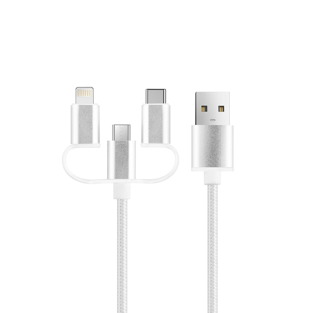 3u1 kabel za punjenje i prijenos podataka "Setit" s Lightnting, USB-C i Micro USB nastavkom