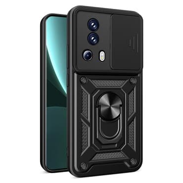 Robusna maska MaX-Armor s obručem, metalnom pločicom i zaštitom zadnjih kamera za Xiaomi 13 Lite - army black