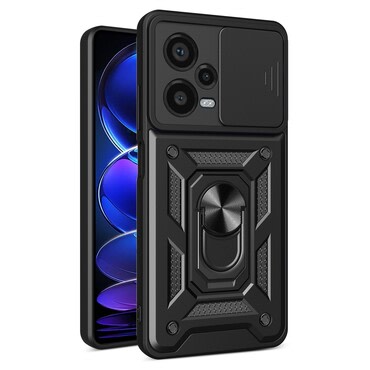 Robusna maska MaX-Armor s obručem, metalnom pločicom i zaštitom zadnjih kamera za Xiaomi Redmi Note 12 Pro Plus - army black