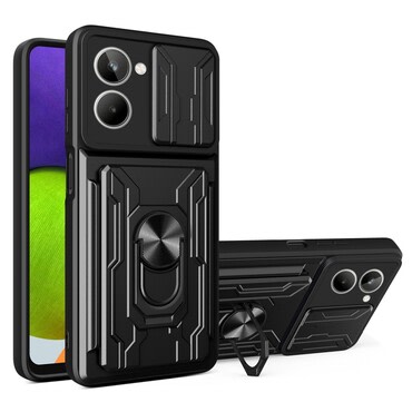 Robusna maska MaX-Armor s obručem, metalnom pločicom i zaštitom zadnjih kamera za Realme 10 - army black