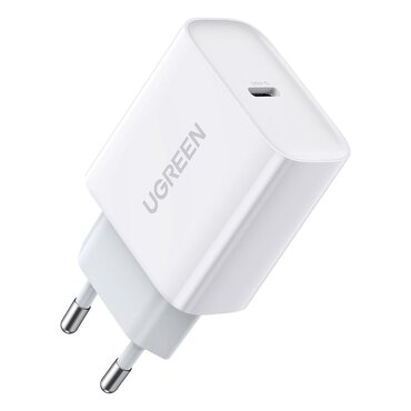 Zidni punjač  Ugreen "GreenGo" - s USB-C PD izlazom i standardom brzog punjenja Quick Charge 4.0 - bijeli Zidni punjač  Ugreen "GreenGo" - s USB-C PD izlazom i standardom brzog punjenja Quick Charge 4.0 - bijeli