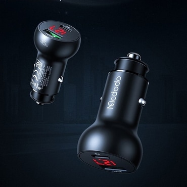 Turbo autopunjač PowerPit 5A omogućuje PD 3.0 45W i QC brzo punjenje - noir