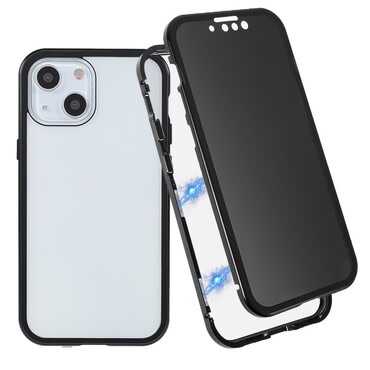 Magnetna Full-body maska za iPhone 15 Plus "Stronghold Dark" sa zatamnjenim privacy staklom - crna