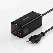 Zidni adapter za punjenje aseus "GAN3 Pro 100W" s USB-A i USB-C izlazima, te priloženim USB-C kablom - crni