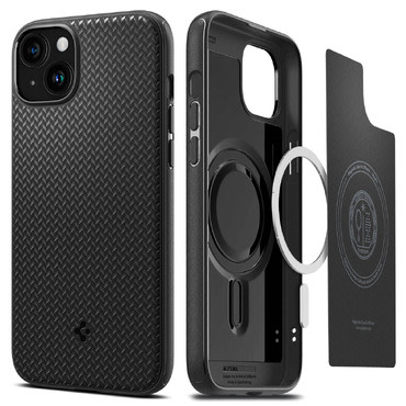 Maska Spigen "Mag Armor" z magnetom za brezžično polnjenje za iPhone 15 Plus - matte black