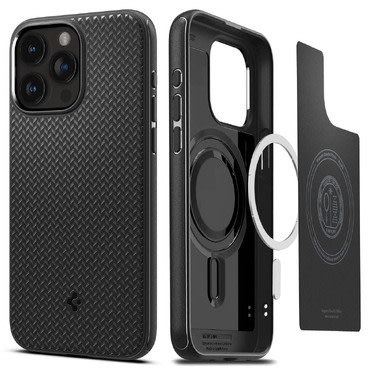 Maska Spigen "Mag Armor" z magnetom za brezžično polnjenje za iPhone 15 Pro Max - matte black