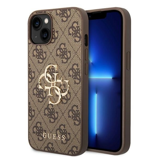Originalna maska Guess "4G Big Metal Logo" za iPhone 15 - smeđa