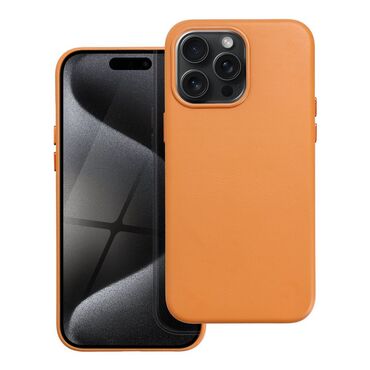 Maska "Leather Mag Cover" od eko kože s ugrađenim magnetnim obručem za iPhone 15 Pro Max - orange