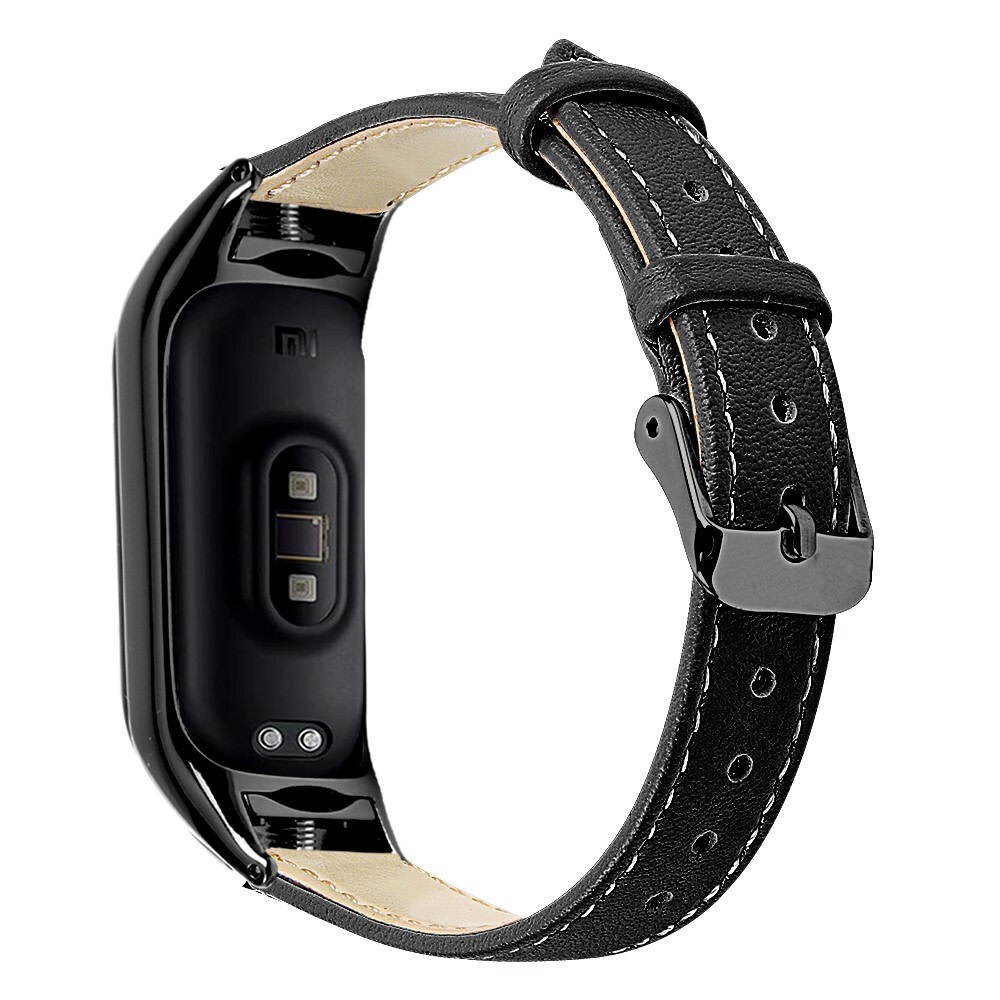 Remen za sat Smart Band 8 "Cowhide" od kravlje kože - crni