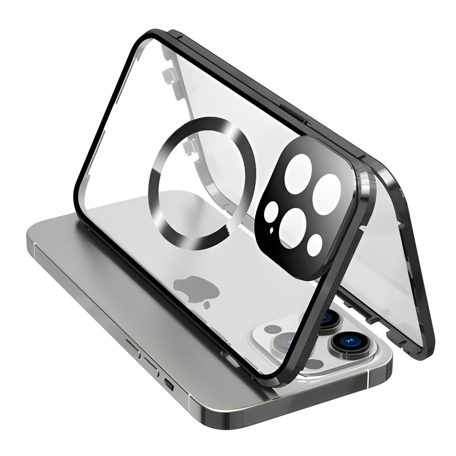 Magnetna Full-Body maska sa staklom "Stronghold MagLock" za iPhone 13 - titanium black