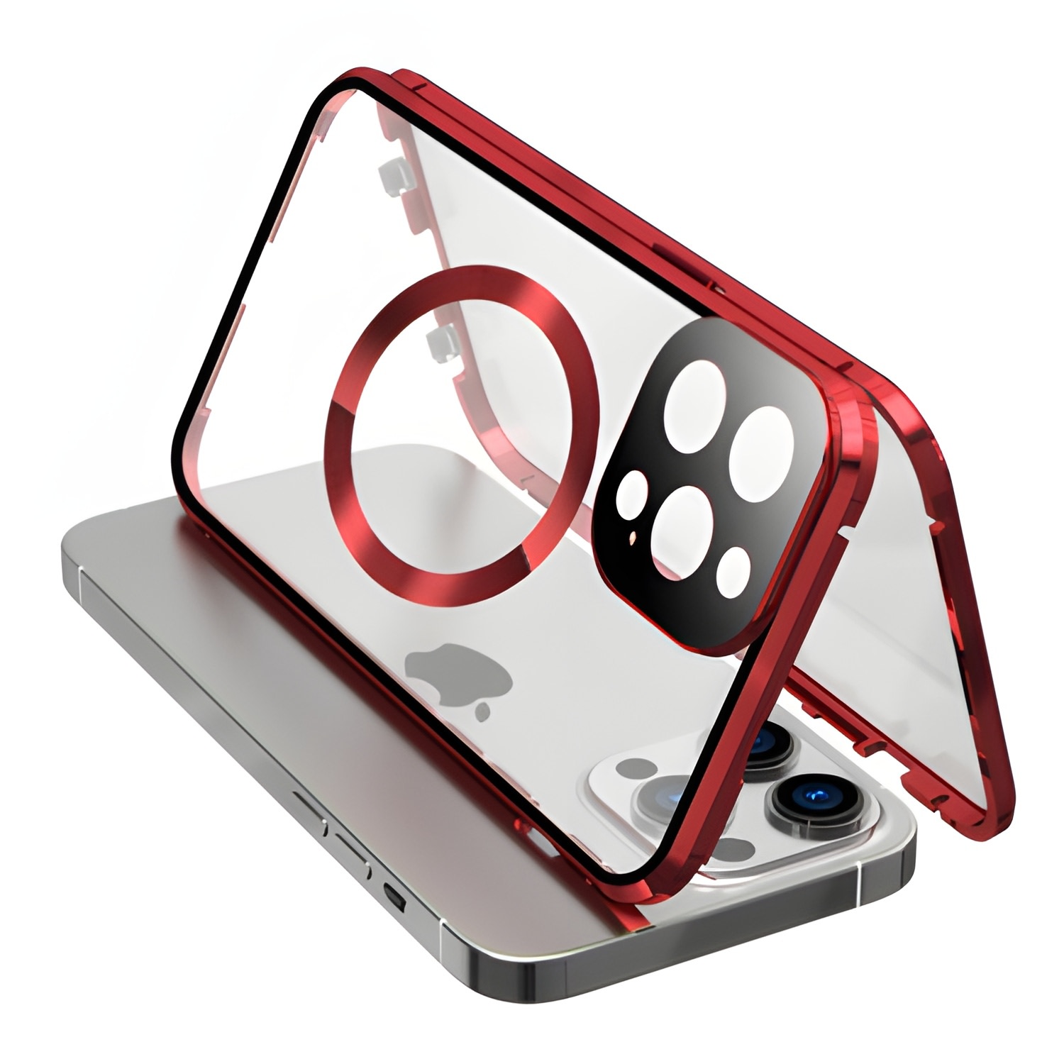 Magnetna Full-Body maska sa staklom "Stronghold MagLock" za iPhone 12 Pro - titanium red