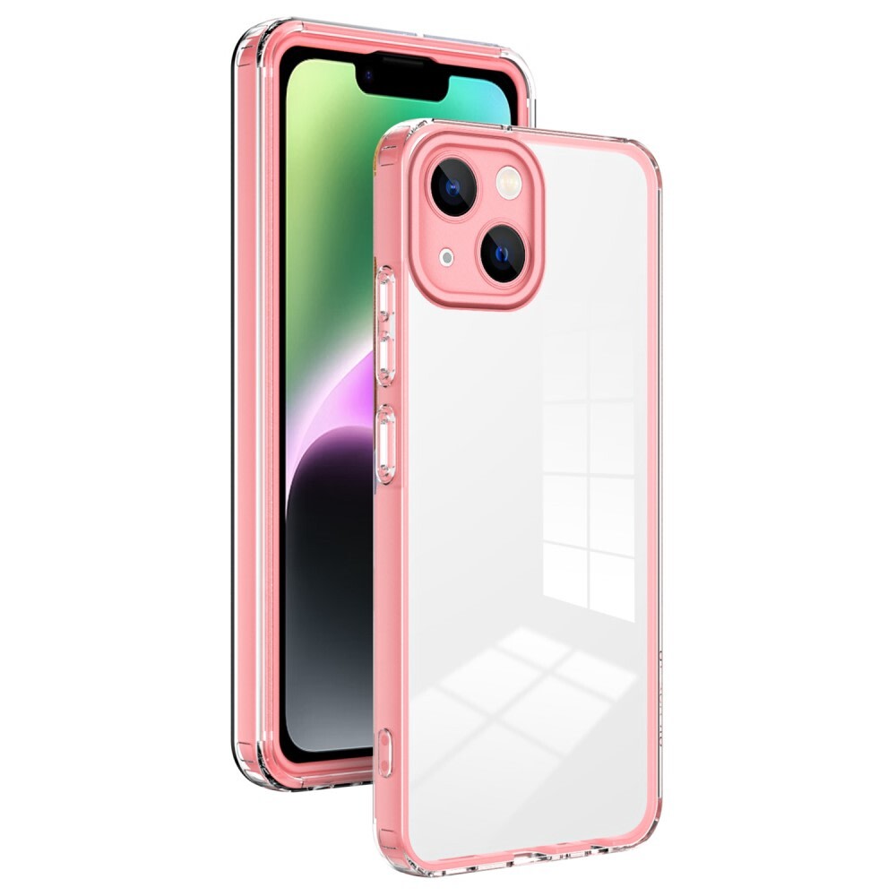 Hibridna maska "Crystal Bumper" s ugrađenom zaštitom zadnje kamere za iPhone 14 - metallic pink