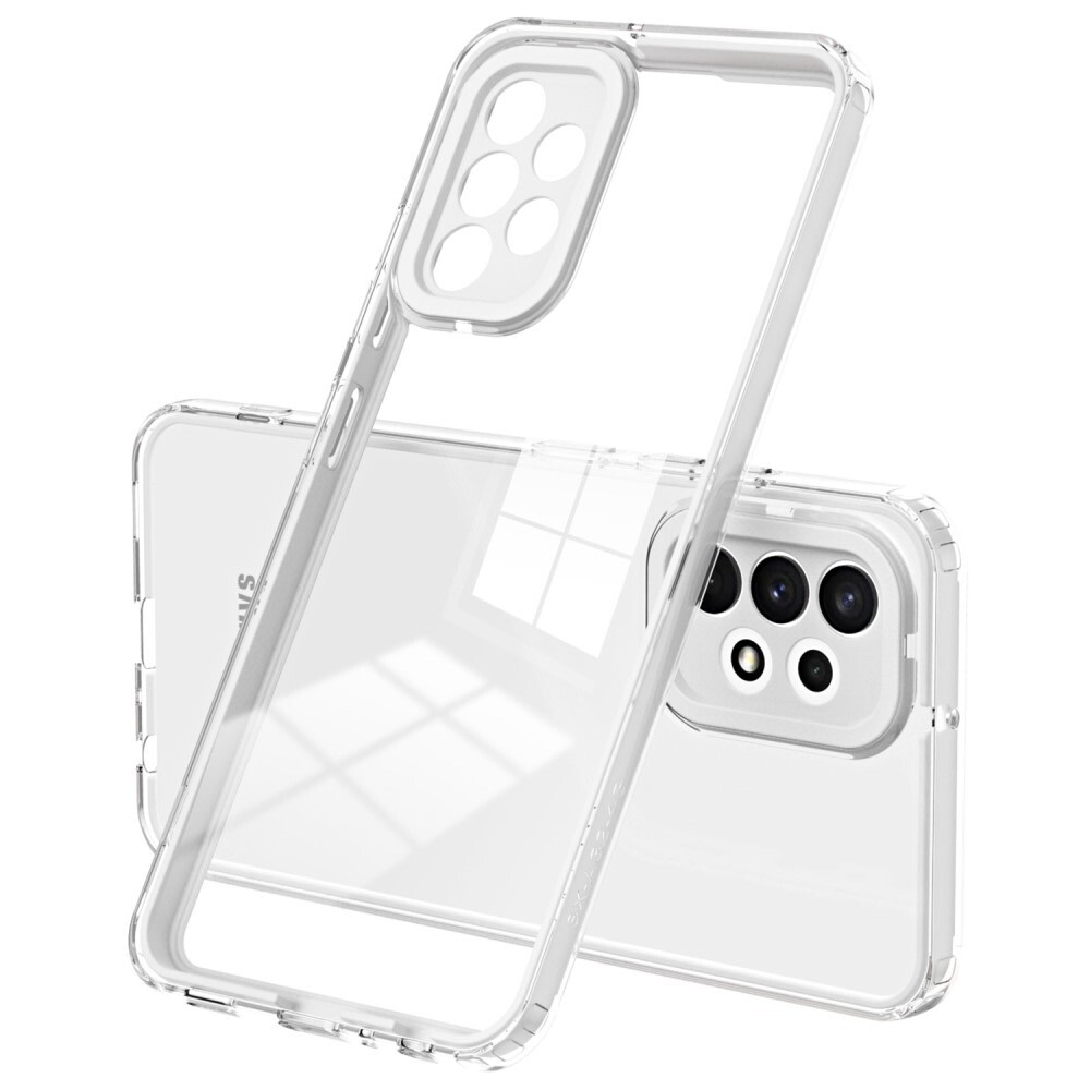 Hibridna maska "Crystal Bumper" s ugrađenom zaštitom zadnje kamere za Samsung Galaxy A52 / Galaxy A52 5G / Galaxy A52s 5G - metallic white