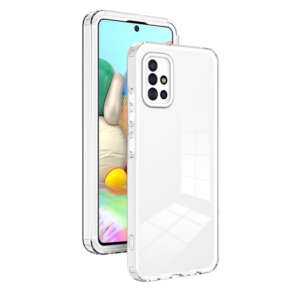 Hibridna maska "Crystal Bumper" s ugrađenom zaštitom zadnje kamere za Samsung Galaxy A71 - metallic white