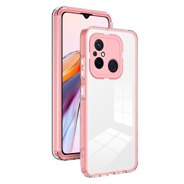 Hibridna maska "Crystal Bumper" s ugrađenom zaštitom zadnje kamere za Xiaomi Redmi 12C - metallic pink