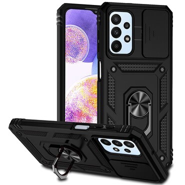 Robusna maska MaX-Armor s obručem, metalnom pločicom i zaštitom zadnjih kamera za Samsung Galaxy A23 - army black