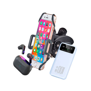 Biker Babe paket za cure: Bluetooth slušalice, držač za bicikl i power bank