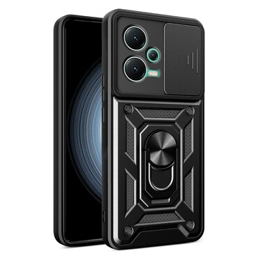 Robusna maska MaX-Armor s obručem, metalnom pločicom i zaštitom zadnjih kamera za Xiaomi Redmi Note 12 5G / Poco X5 5G - army black