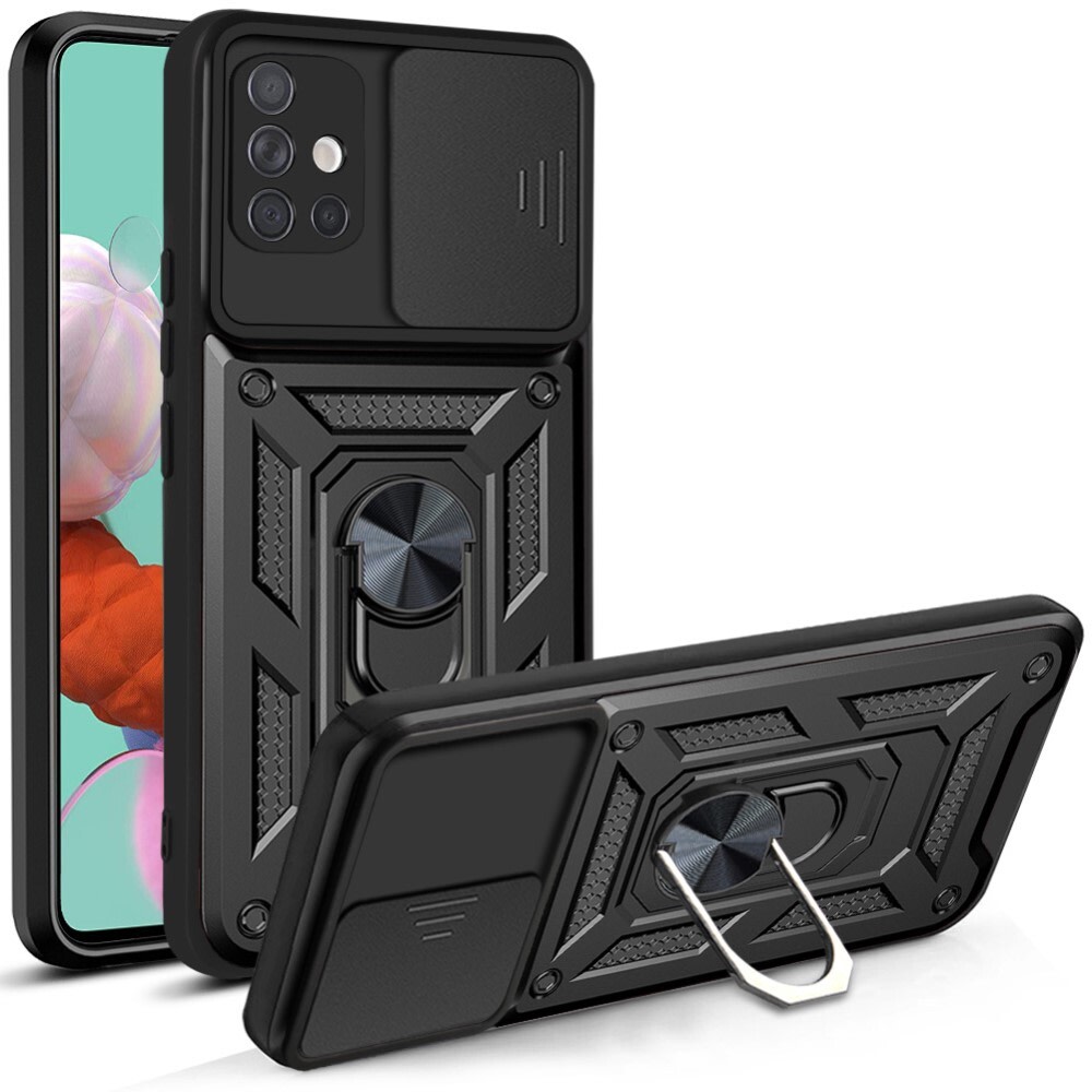 Robusna maska MaX-Armor s obručem, metalnom pločicom i zaštitom zadnjih kamera za Samsung Galaxy A51 - army black