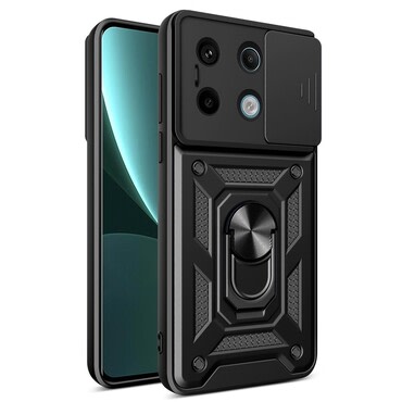 Robusna maska MaX-Armor s obručem, metalnom pločicom i zaštitom zadnjih kamera za Xiaomi Redmi Note 13 Pro 5G / Poco X6 - army black